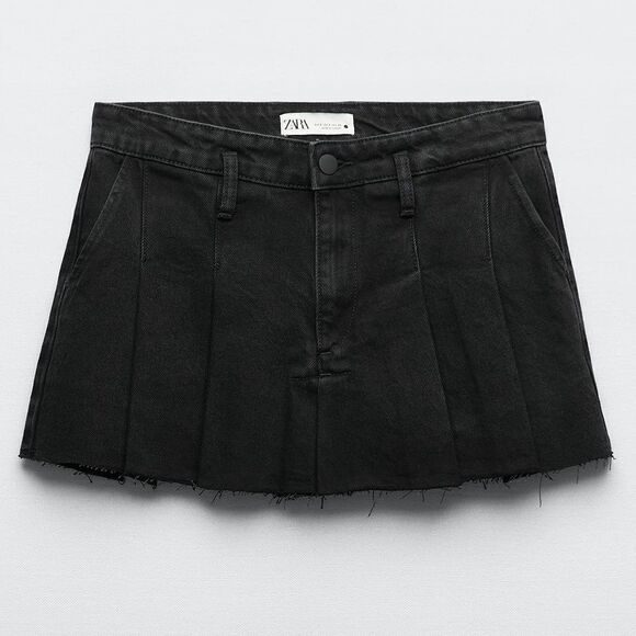 Zara Pleated Skirt Black New - Picture 1 of 5